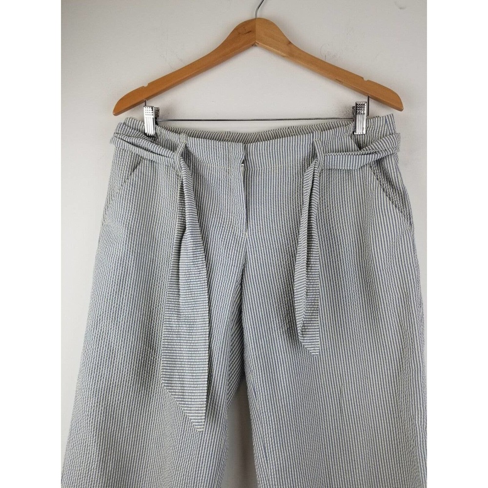 Kristina Ti DESIGNER pants 44 Wide Leg Seersucker Belt Tie Women‎ MADE IN ITALY - Picture 3 of 9